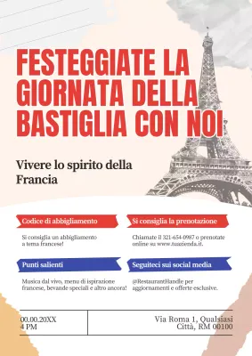 Rosso Blu Promozione tradizionale Festa della Bastiglia al ristorante