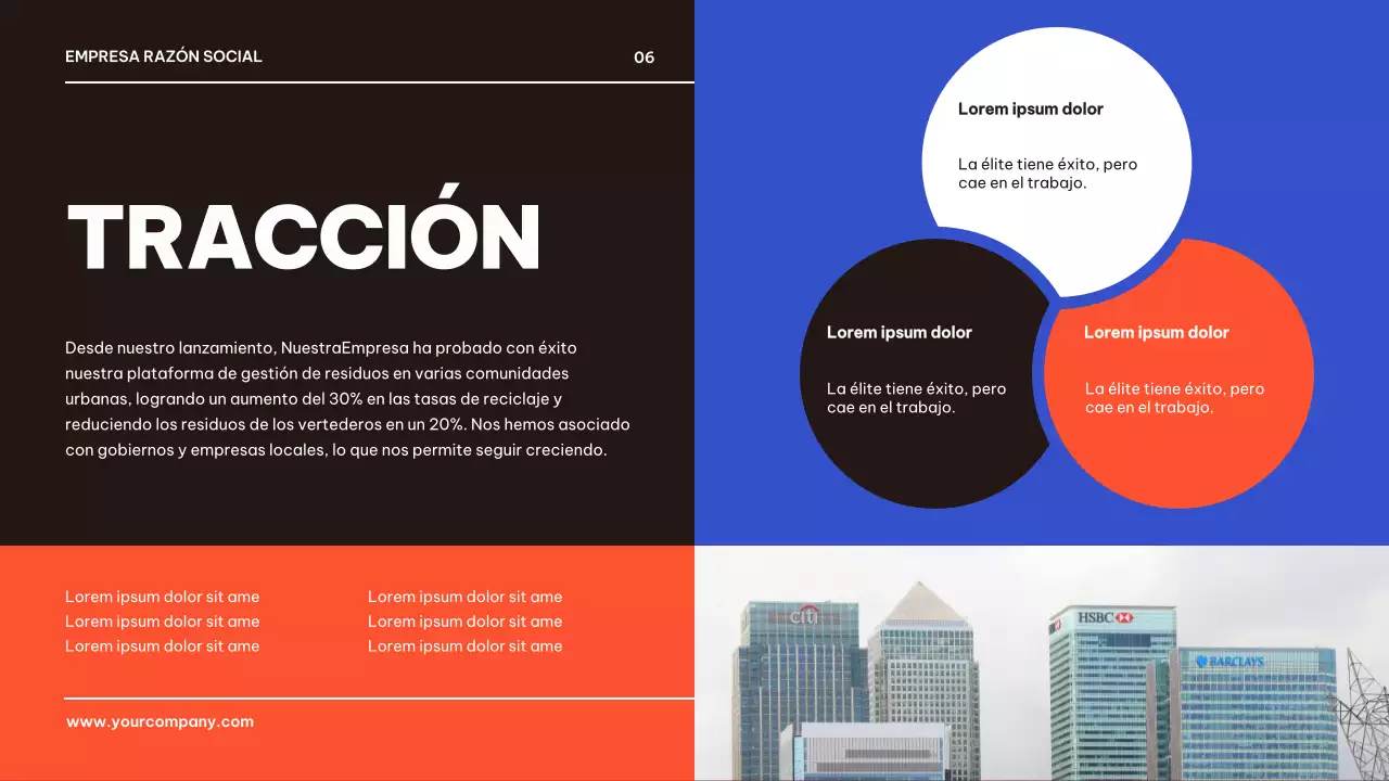 Presentación geométrica azul y negra de un producto empresarial