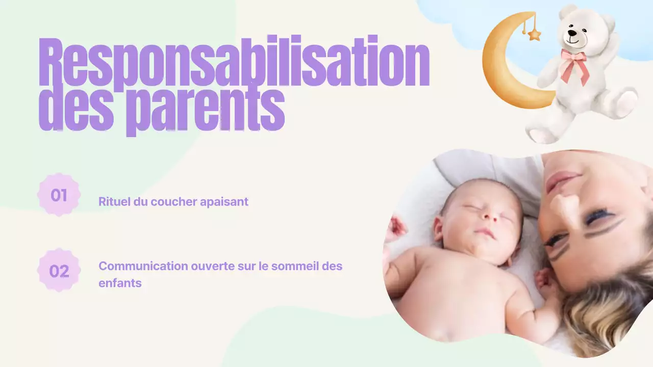 Guide du sommeil pour enfants rose pastel bleu jaune vert mignon et ludique