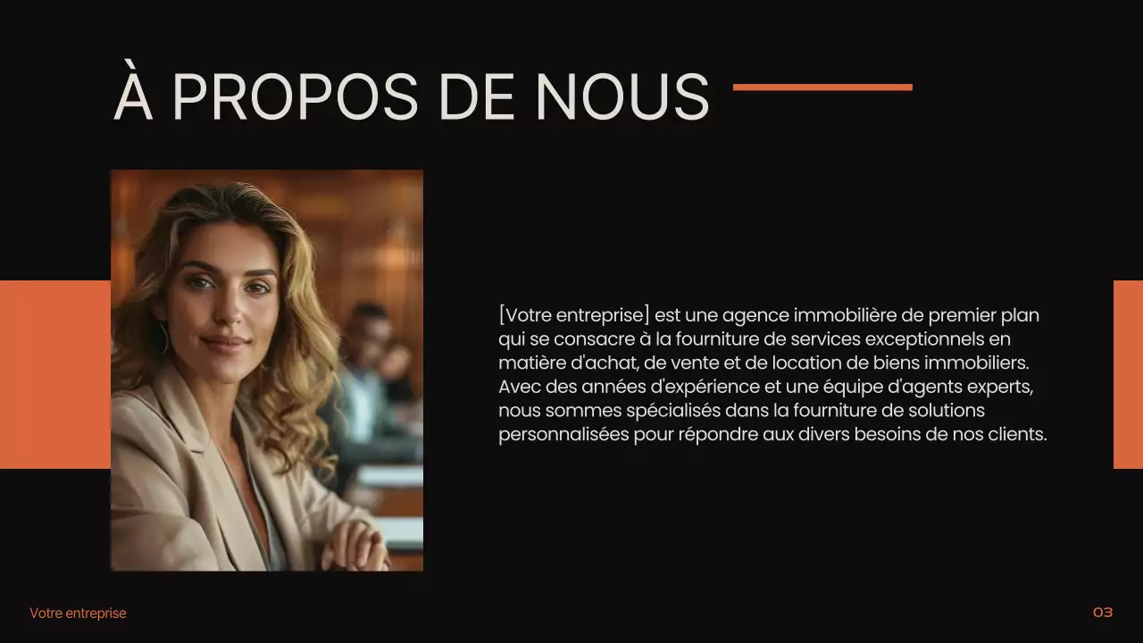 Noir Orange Beige Moderne Minimal Immobilier Introduction