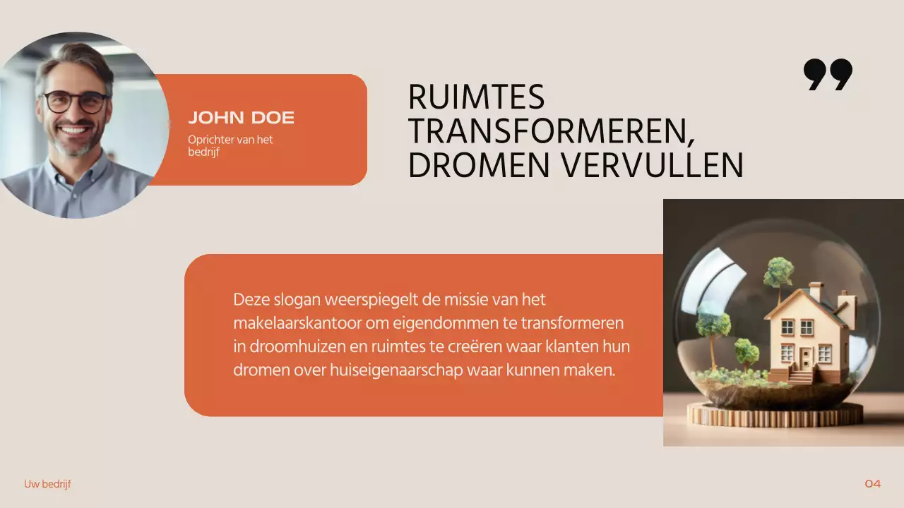 Zwart Oranje Beige Modern Minimal Vastgoed Introductie