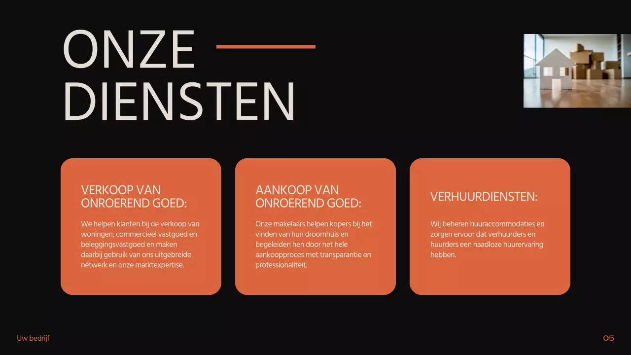 Zwart Oranje Beige Modern Minimal Vastgoed Introductie