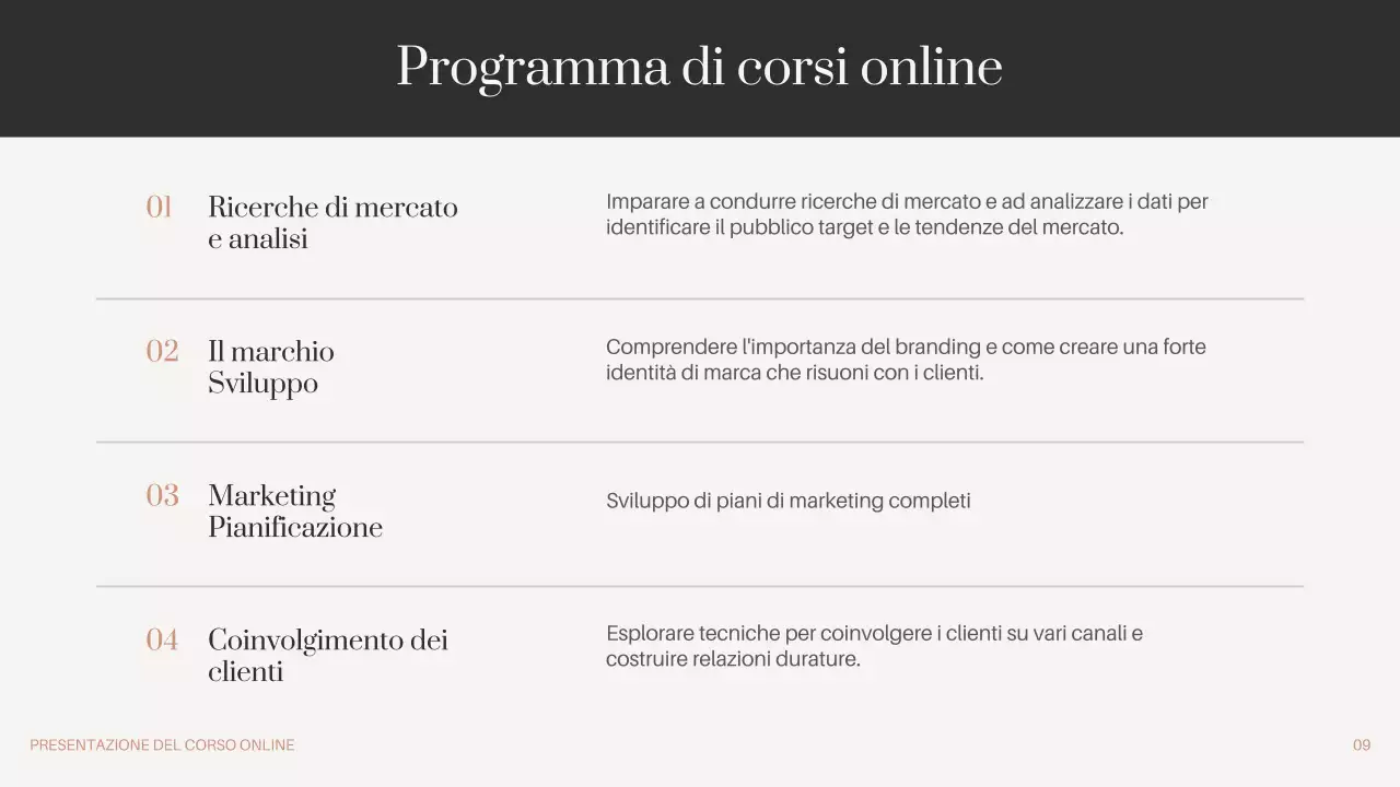 Nero Marrone Beige Minima Promozione del corso online