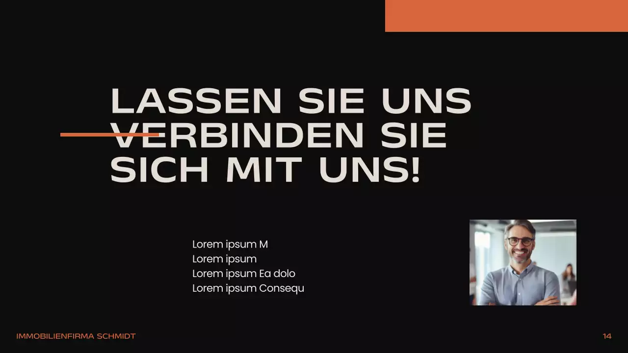 Schwarz Orange Beige Modern Minimal Real Estate Einleitung