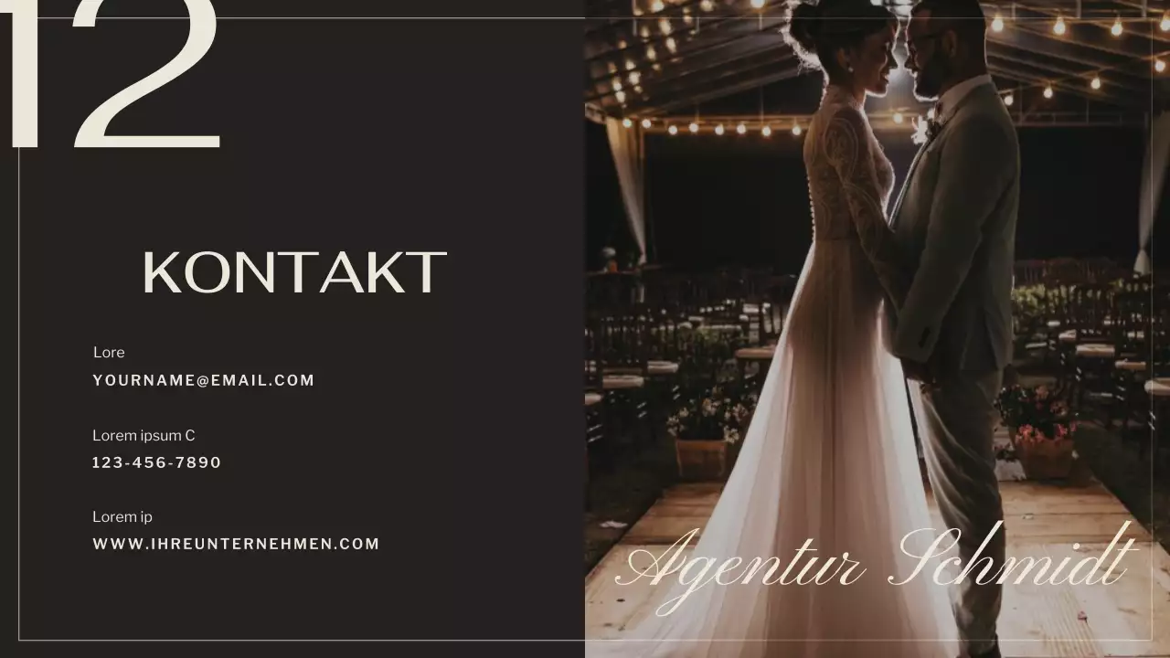 Schwarz Braun Elegant Hochzeit Agentur Promotion