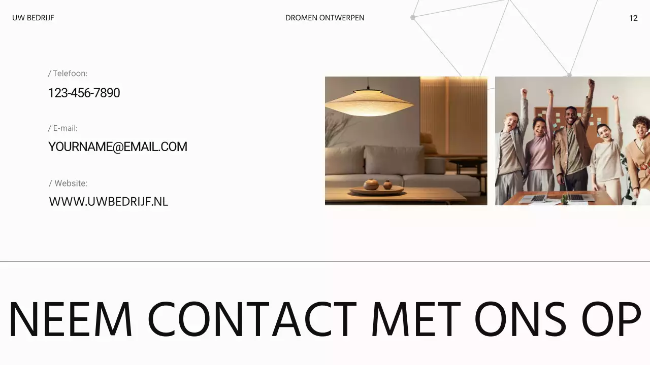 Witte moderne luxe Introductie van een interieurontwerpbedrijf