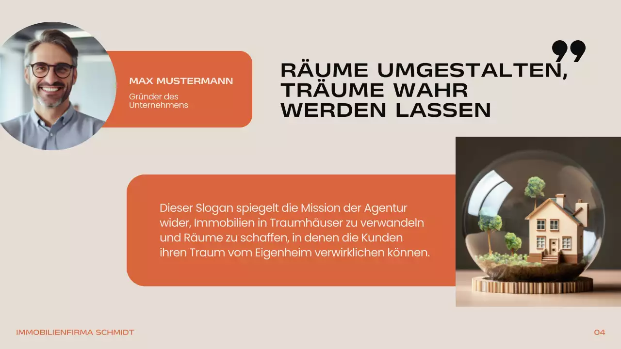 Schwarz Orange Beige Modern Minimal Real Estate Einleitung