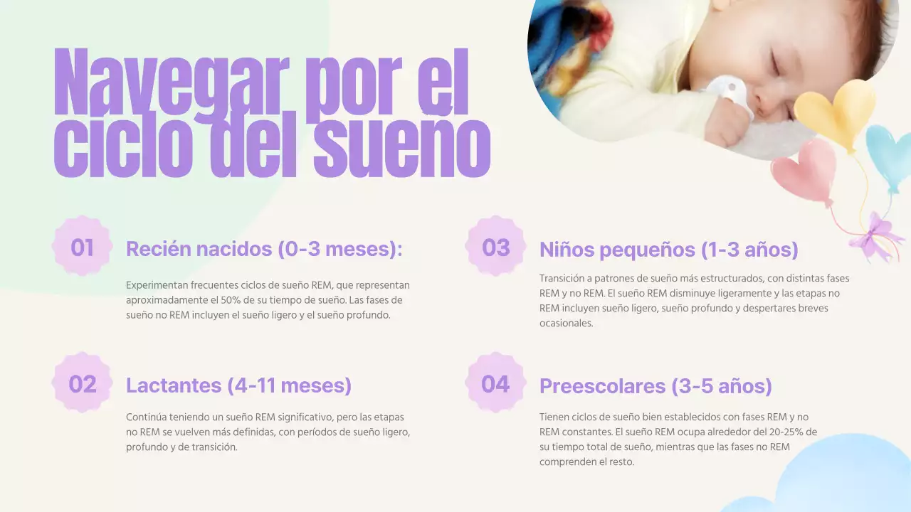 Guía del sueño infantil rosa pastel azul amarillo verde lindo juguetón