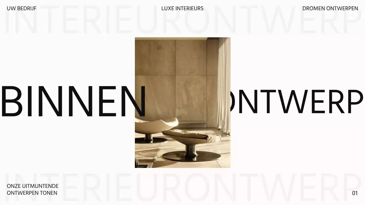 Witte moderne luxe Introductie van een interieurontwerpbedrijf