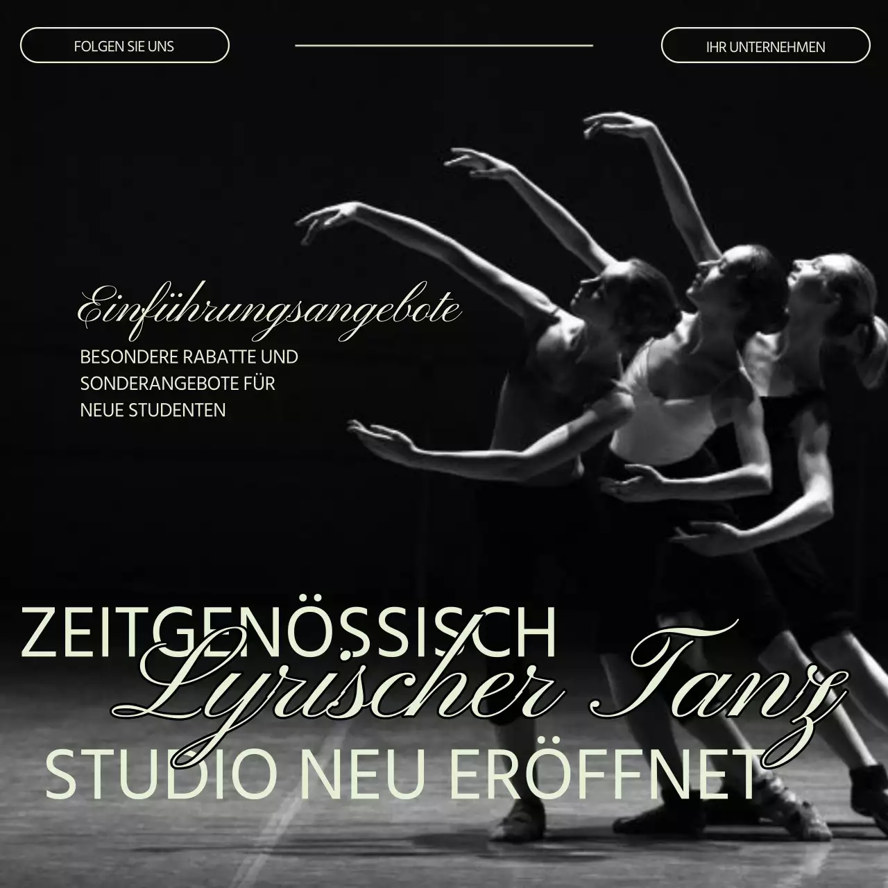 Schwarz und Weiß Grün Modern Minimal Dance/Small Business Promotion