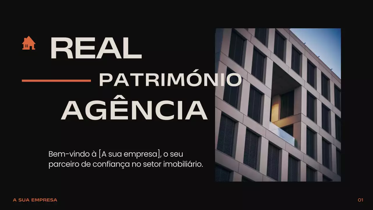 Preto Laranja Bege Moderno Minimal Introdução ao sector imobiliário
