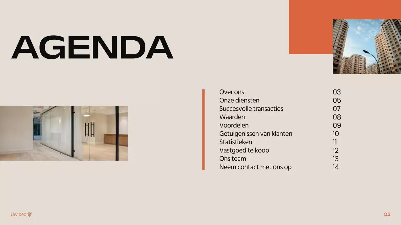 Zwart Oranje Beige Modern Minimal Vastgoed Introductie