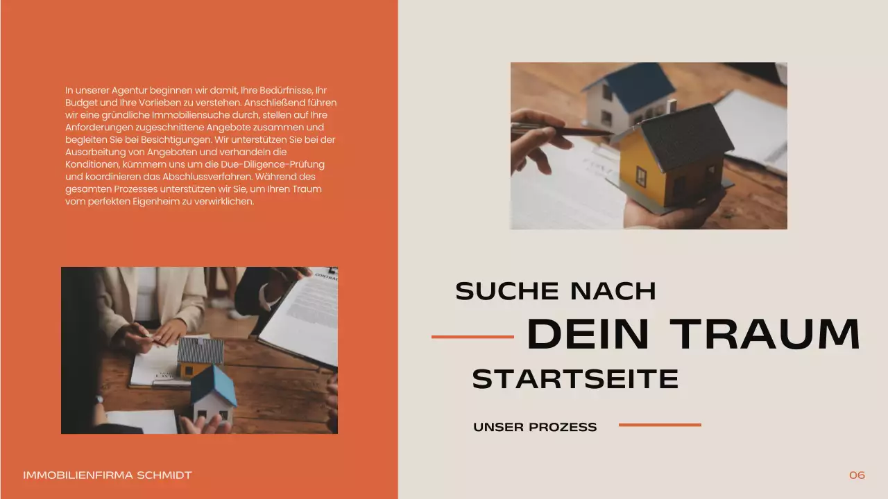 Schwarz Orange Beige Modern Minimal Real Estate Einleitung