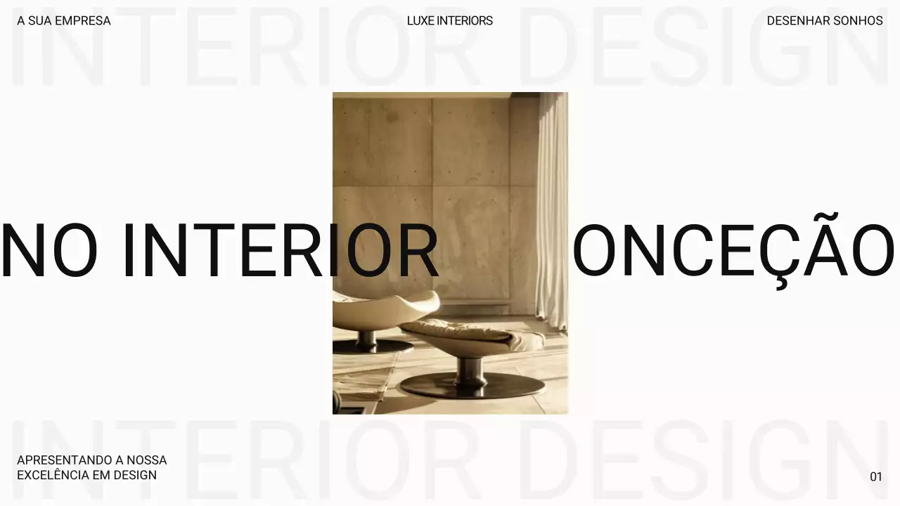 Branco moderno e luxuoso Introdução de uma empresa de design de interiores