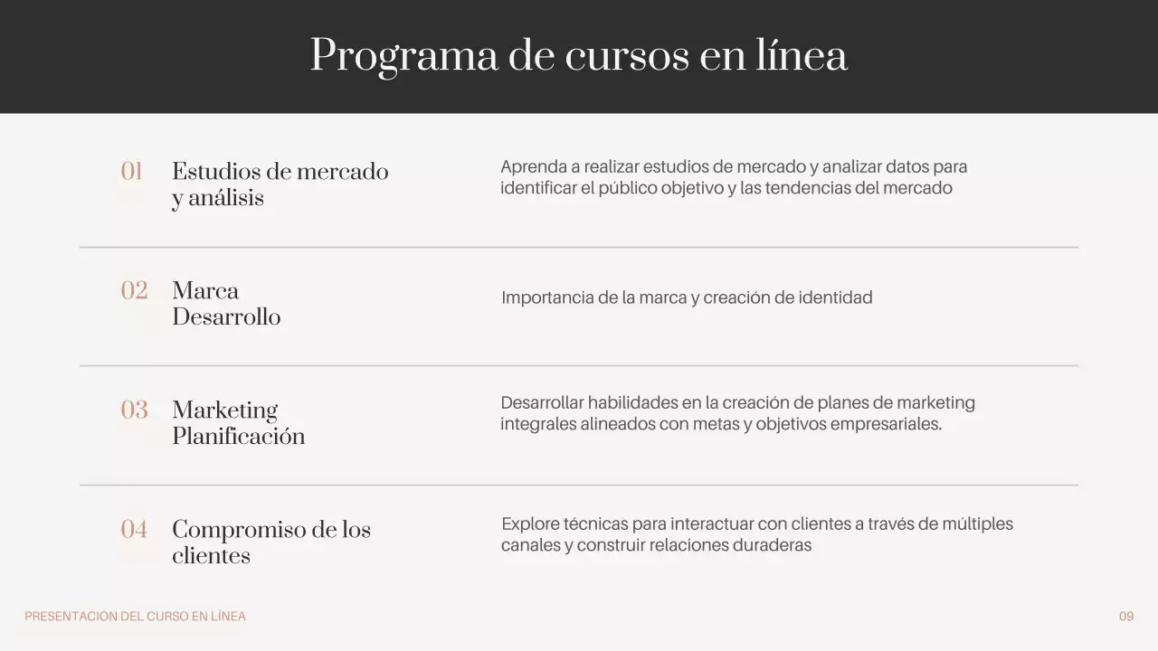 Negro Marrón Beige Mínimo Promoción de cursos en línea