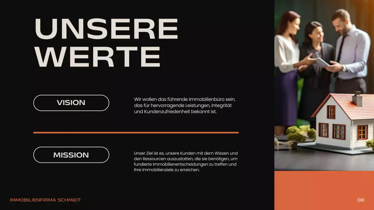 Schwarz Orange Beige Modern Minimal Real Estate Einleitung