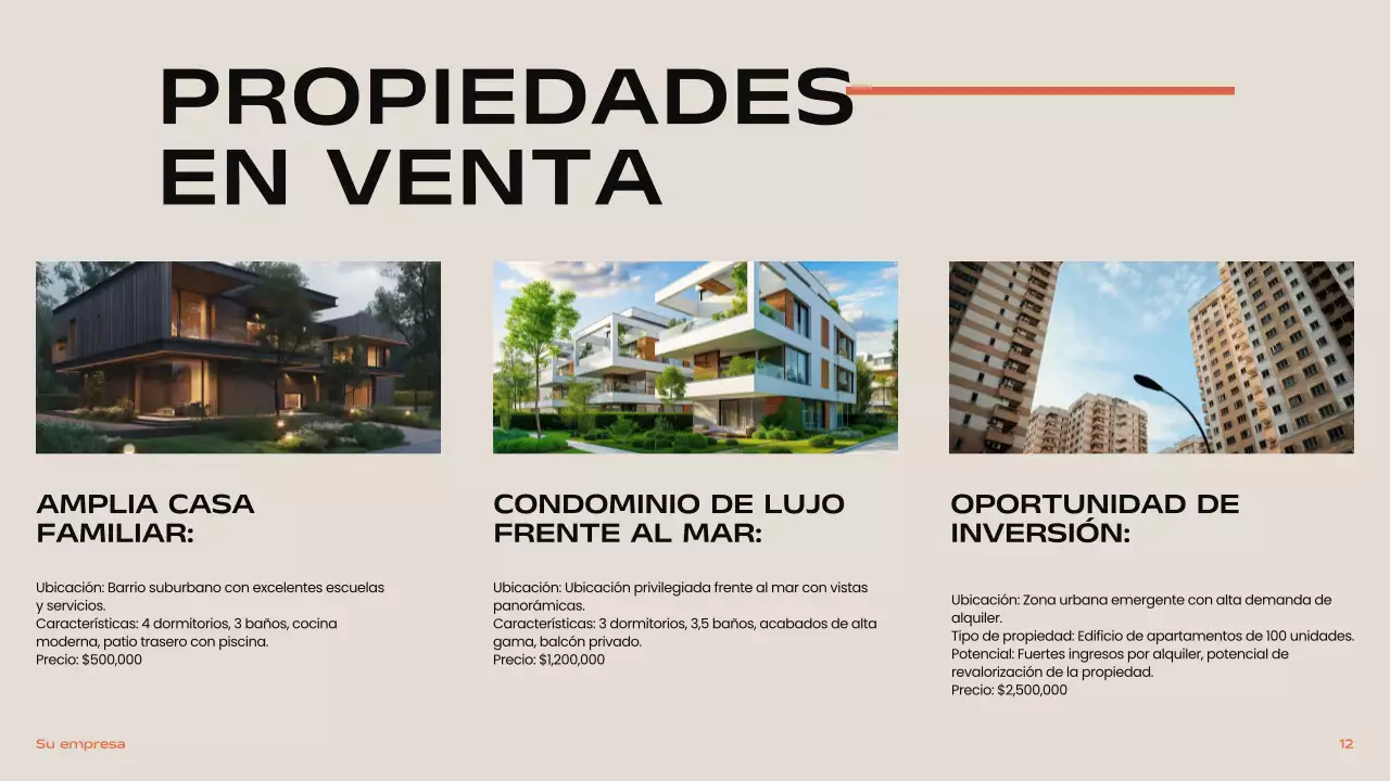 Negro Naranja Beige Moderno Minimal Introducción Inmobiliaria