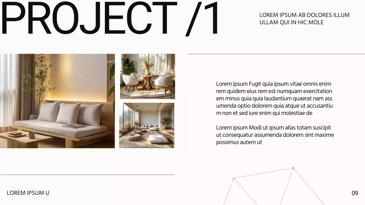 Witte moderne luxe Introductie van een interieurontwerpbedrijf