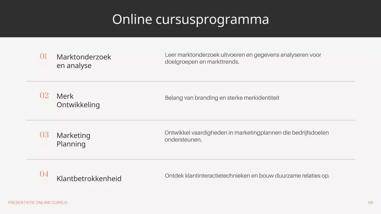 Zwart Bruin Beige Minimale Online Cursus Promotie