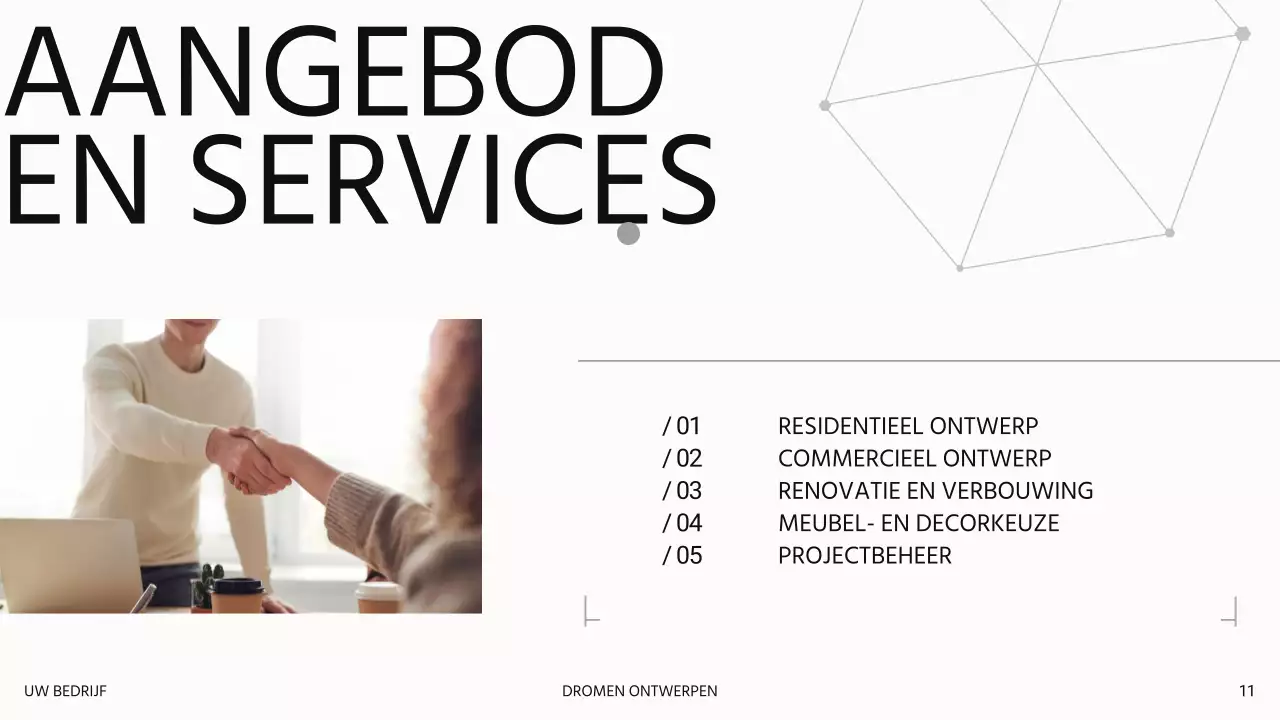 Witte moderne luxe Introductie van een interieurontwerpbedrijf