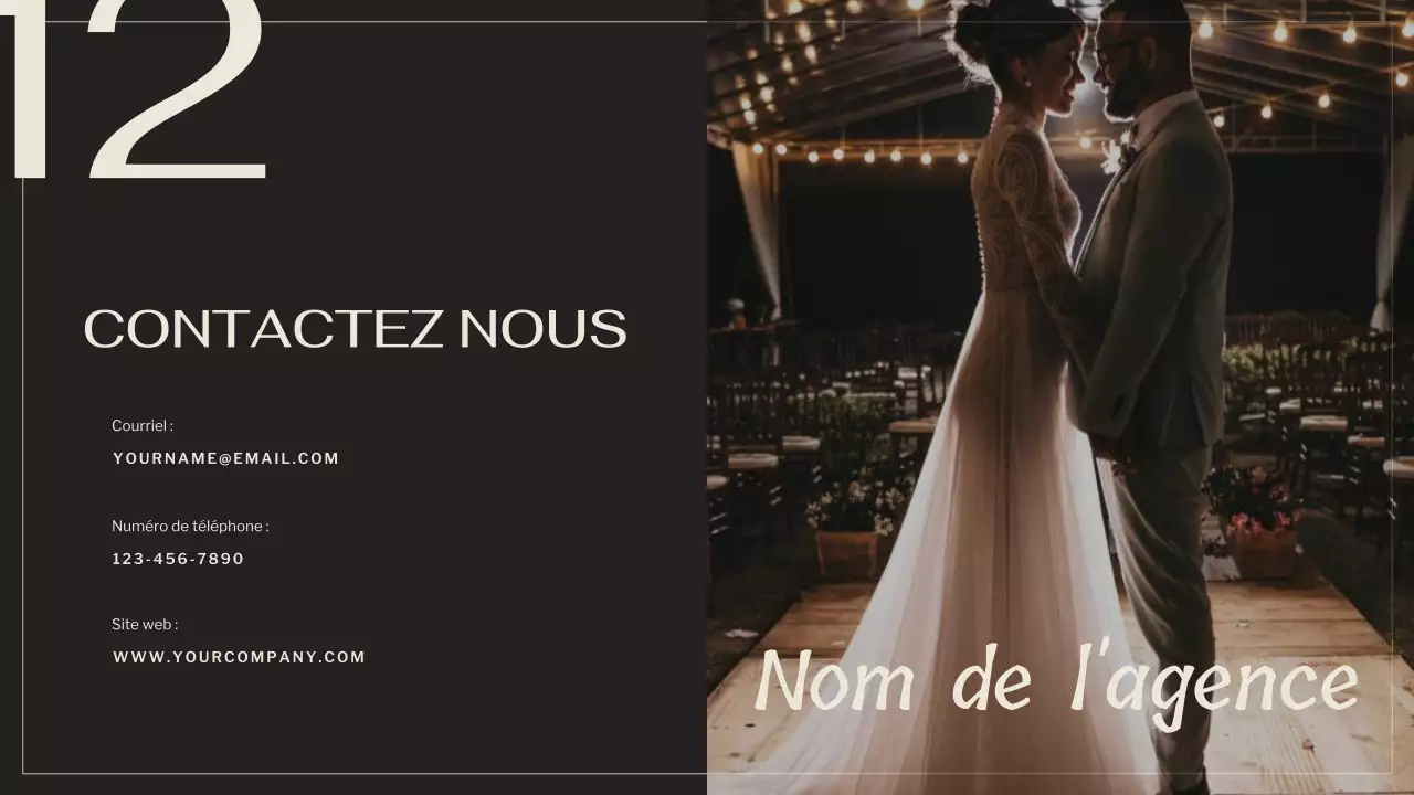 Noir Marron Elégant Agence de Mariage Promotion