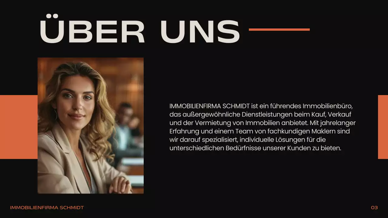 Schwarz Orange Beige Modern Minimal Real Estate Einleitung