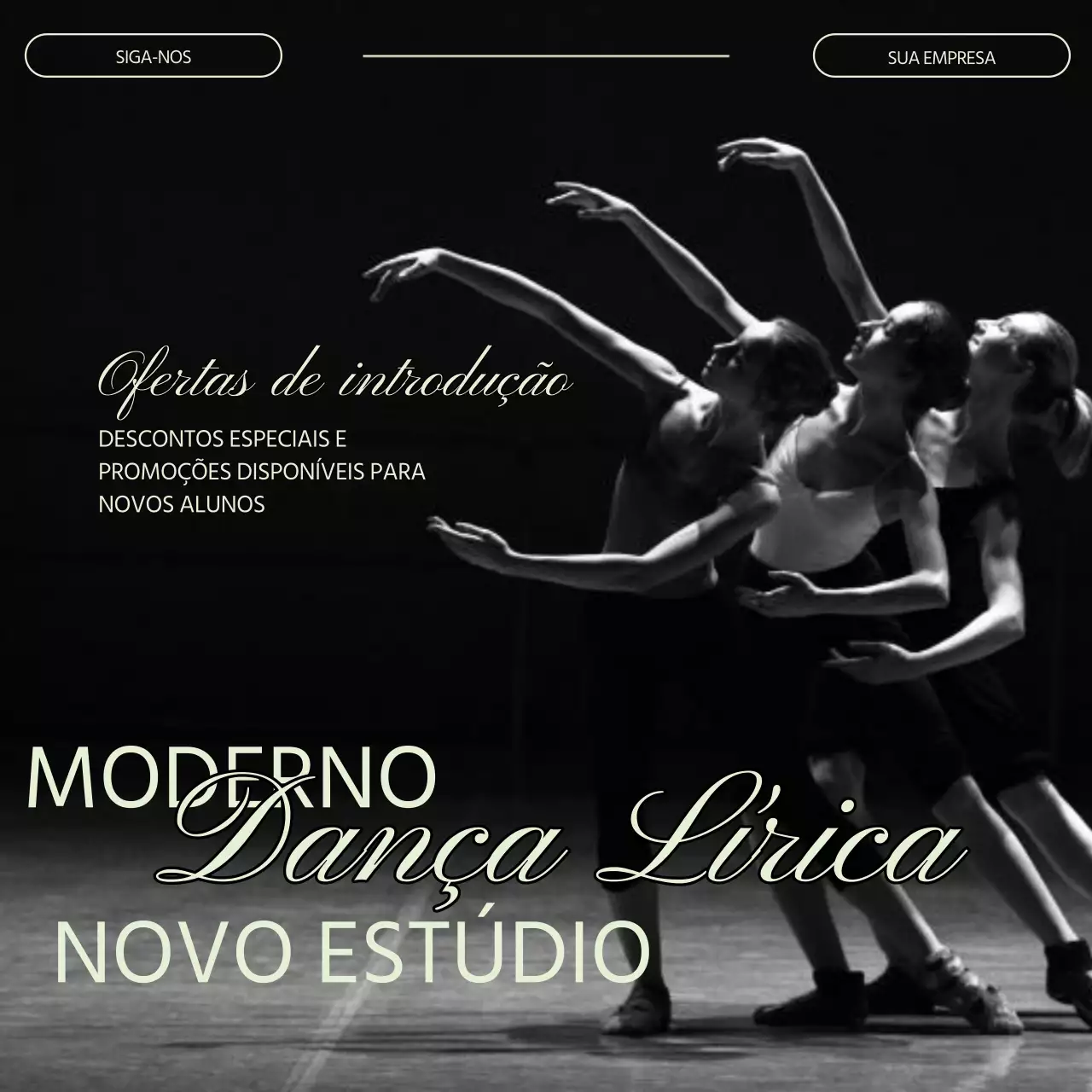Preto e branco Verde Moderno Minimal Dance/Promoção para pequenas empresas