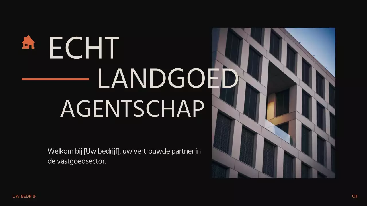 Zwart Oranje Beige Modern Minimal Vastgoed Introductie