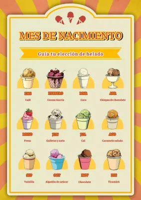 Amarillo rojo vintage retro helado nacimiento mes volante