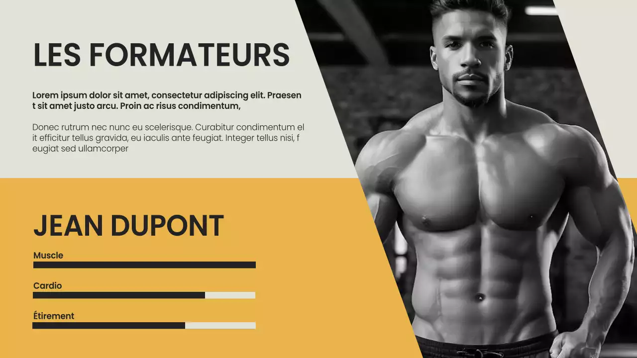 Yellow Black minimal bold Fitness and Gym présentation de l'entreprise