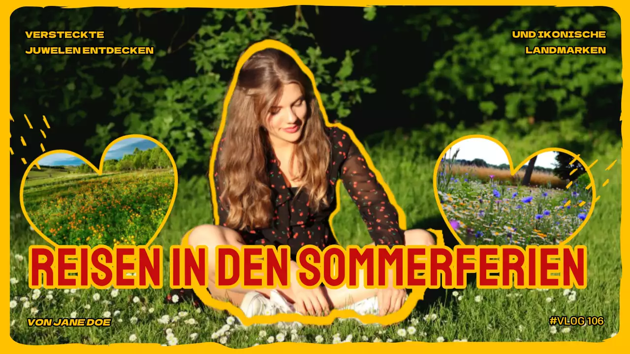 Gelb Rot Vintage Retro Video Reise Vlog Haupttitel