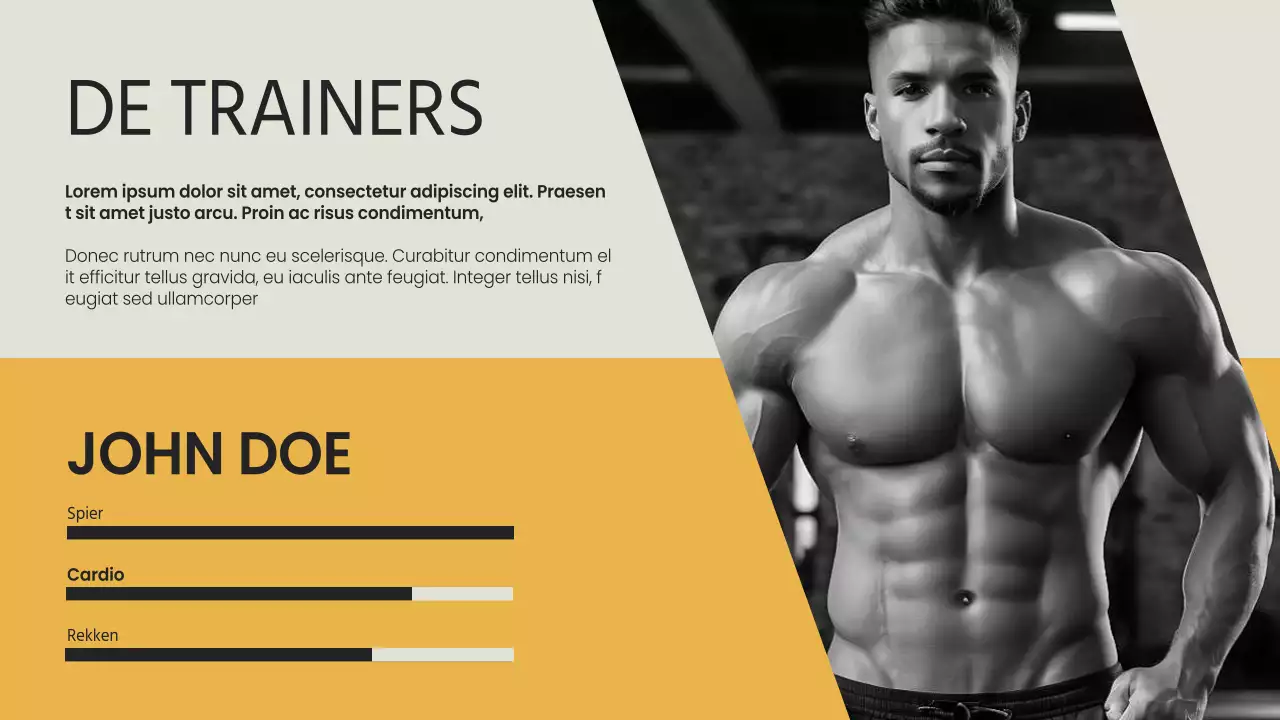 Geel Zwart minimaal vet Fitness en fitness bedrijf introductie