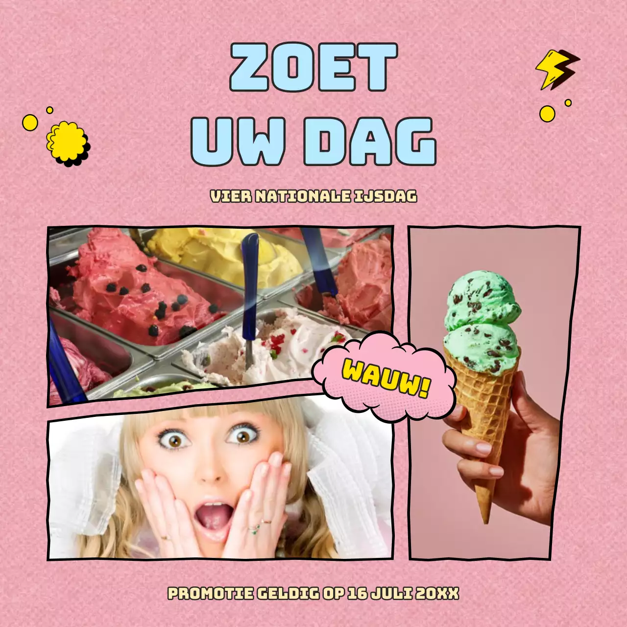 roze blauw retro ijsdag reclame