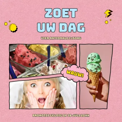 roze blauw retro ijsdag reclame