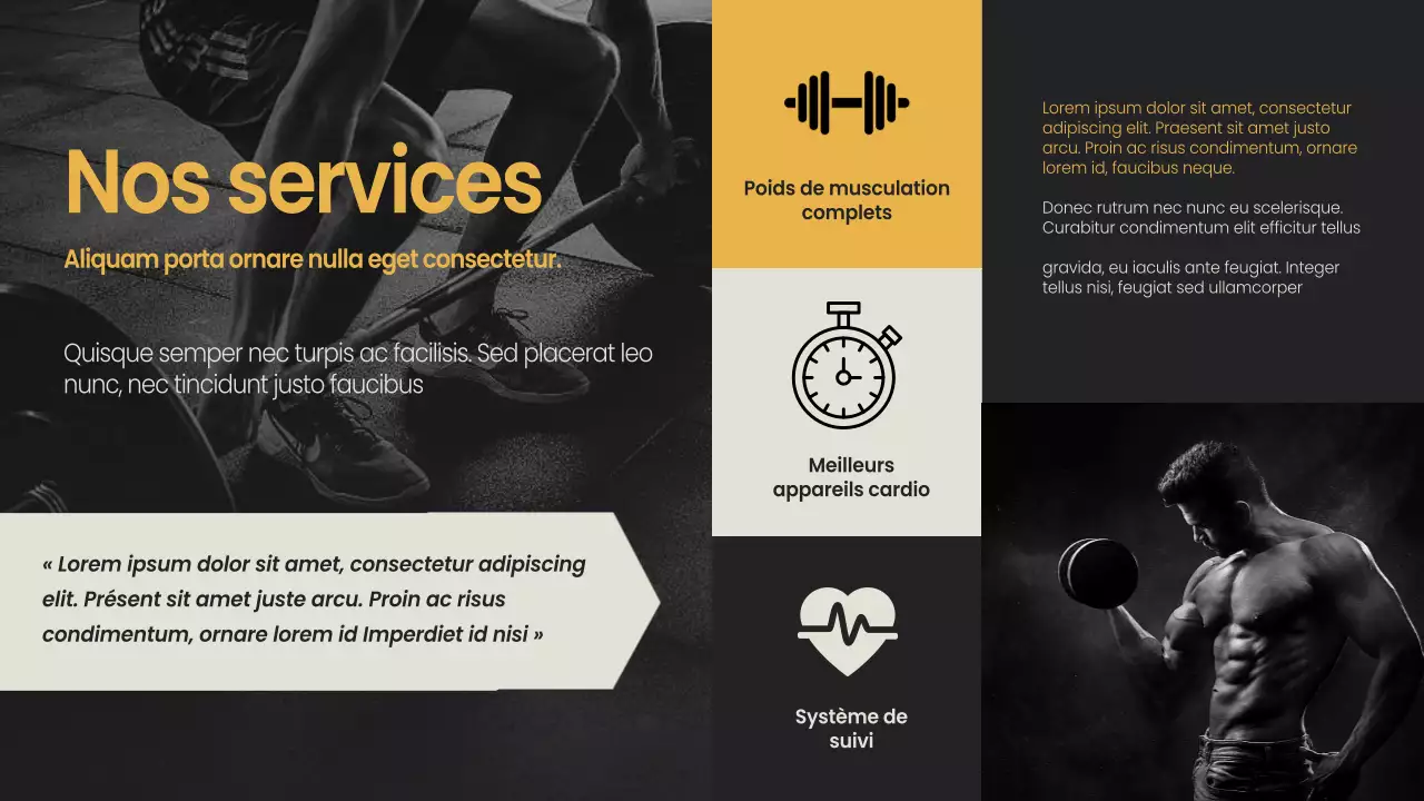 Yellow Black minimal bold Fitness and Gym présentation de l'entreprise