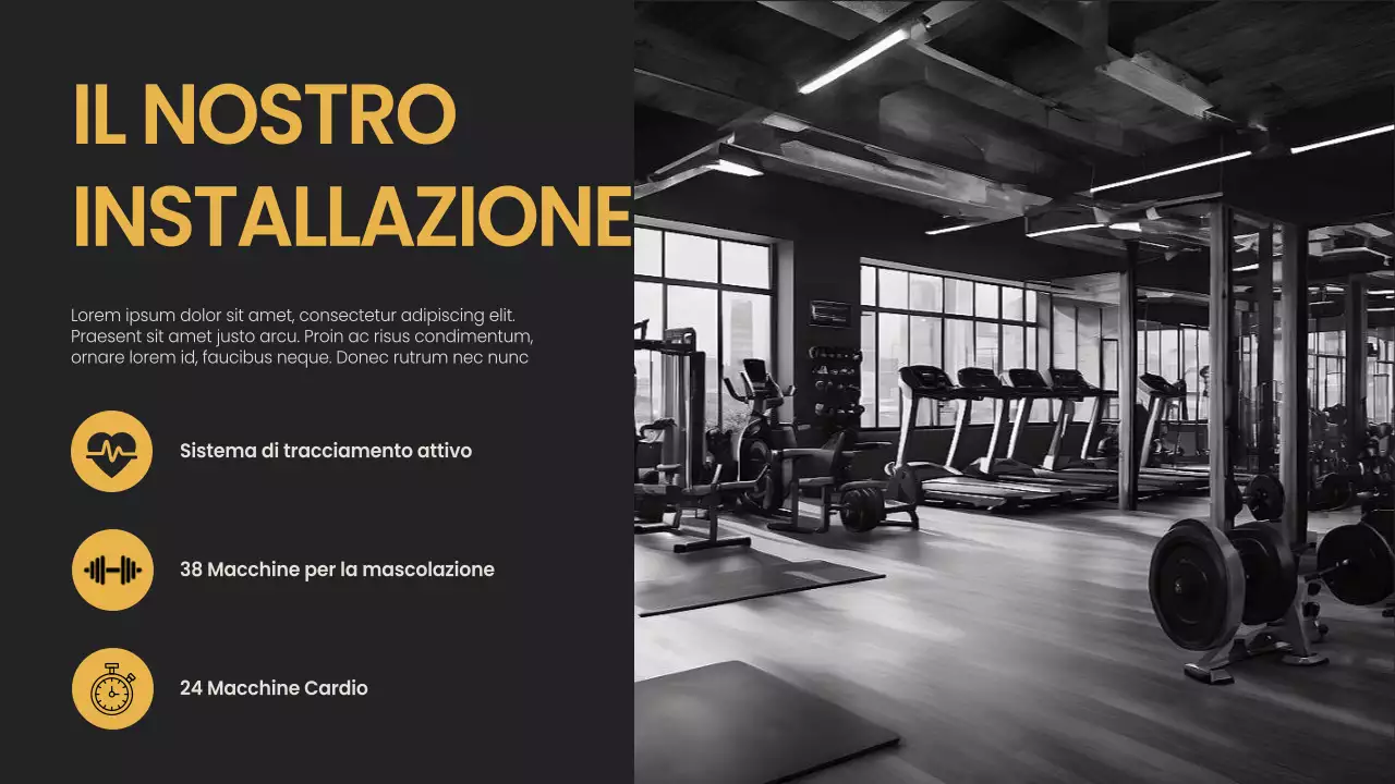 Giallo Nero minimal bold Presentazione dell'azienda di fitness e palestra