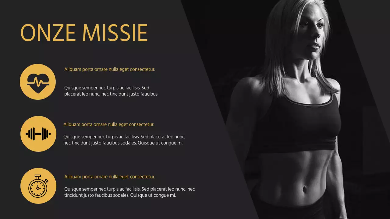 Geel Zwart minimaal vet Fitness en fitness bedrijf introductie