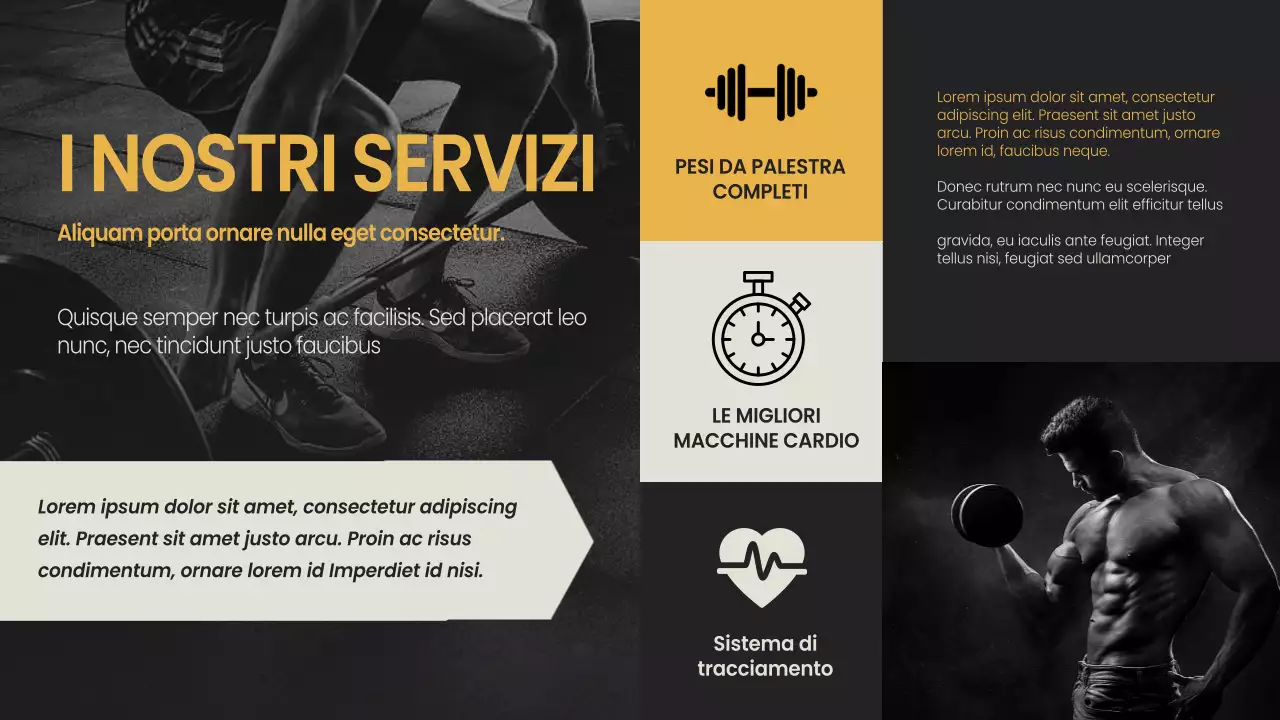 Giallo Nero minimal bold Presentazione dell'azienda di fitness e palestra