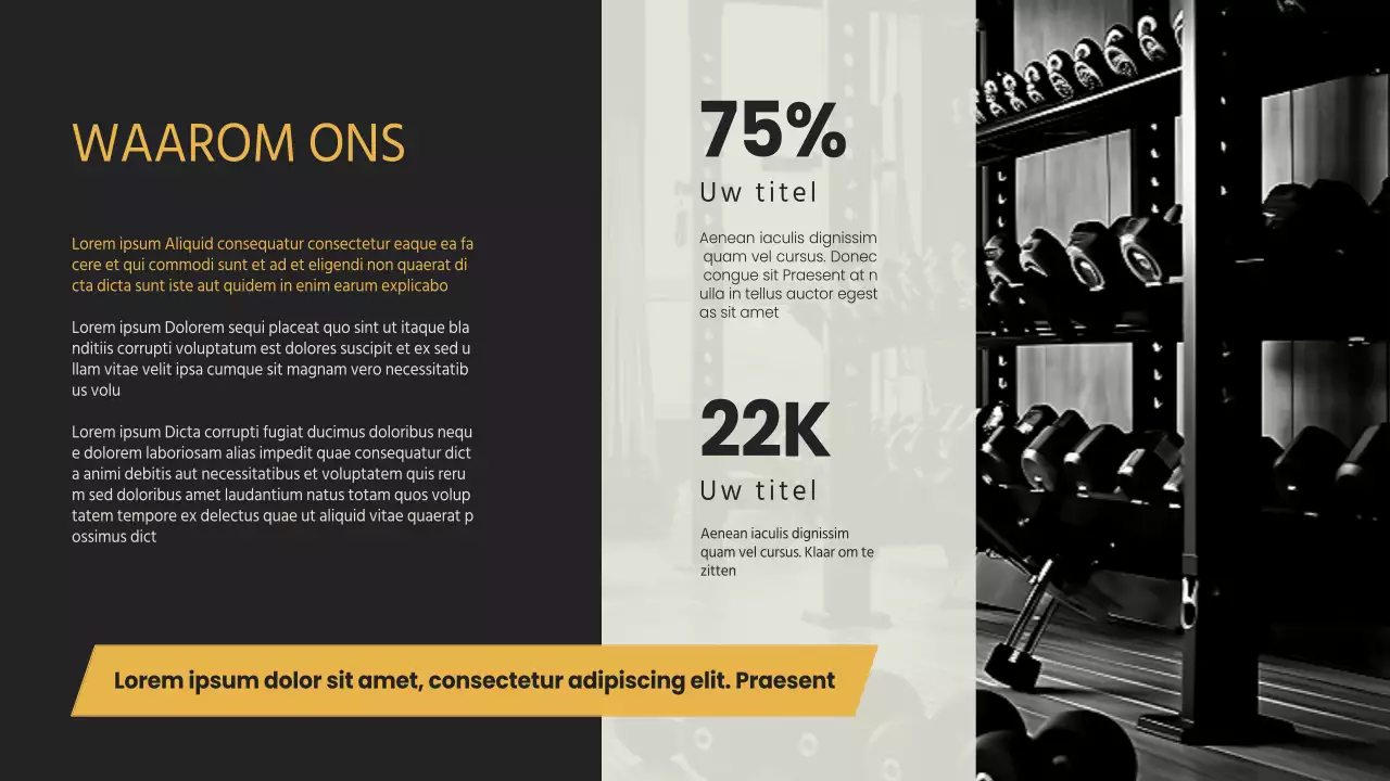 Geel Zwart minimaal vet Fitness en fitness bedrijf introductie
