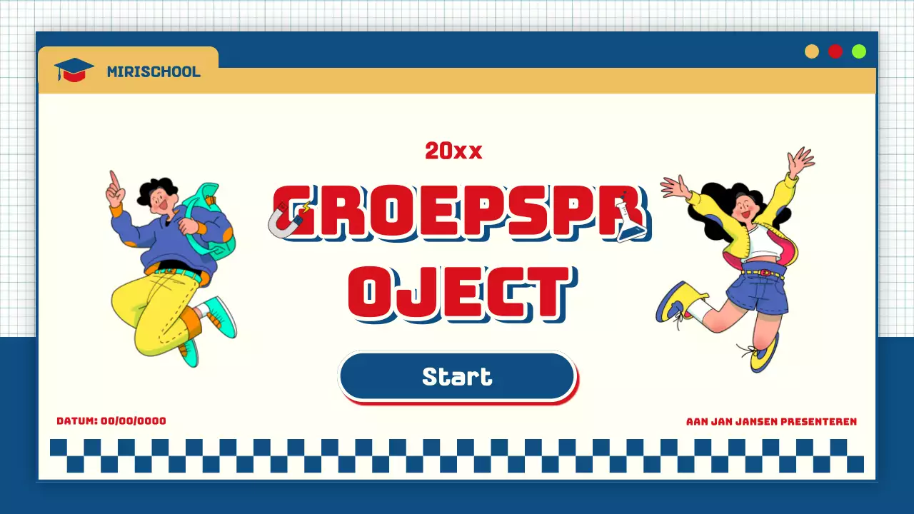 blauw geel modern flitsend groepsproject lesmateriaal