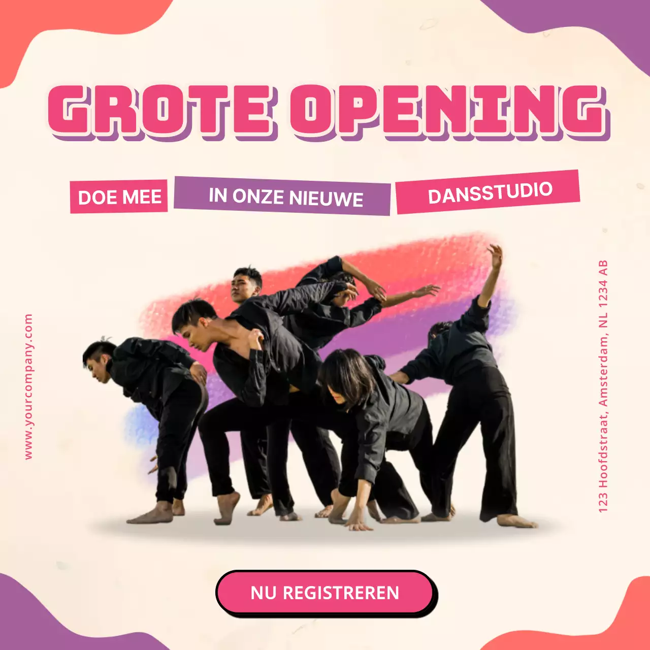 Roze paars eenvoudige dansstudio reclame