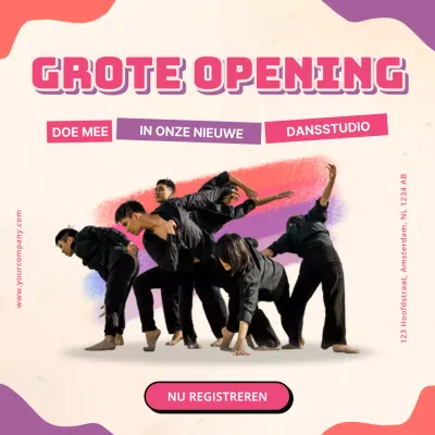 Roze paars eenvoudige dansstudio reclame