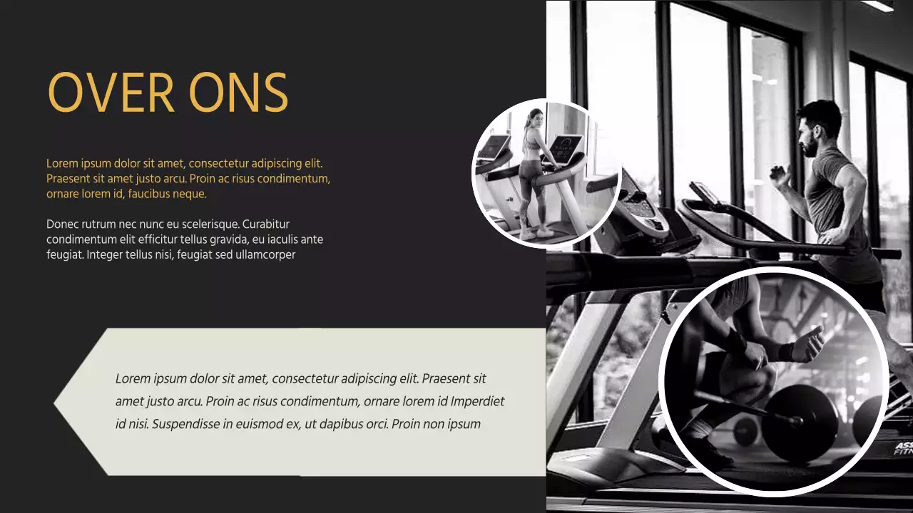 Geel Zwart minimaal vet Fitness en fitness bedrijf introductie