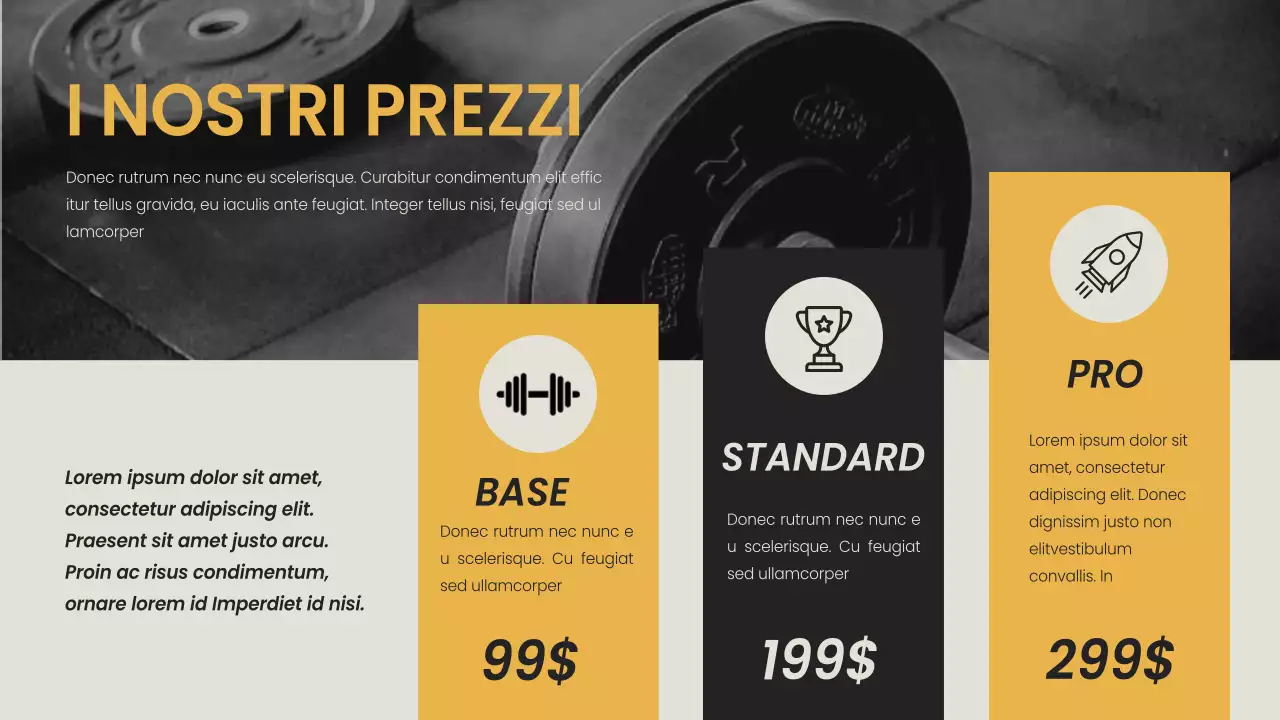 Giallo Nero minimal bold Presentazione dell'azienda di fitness e palestra
