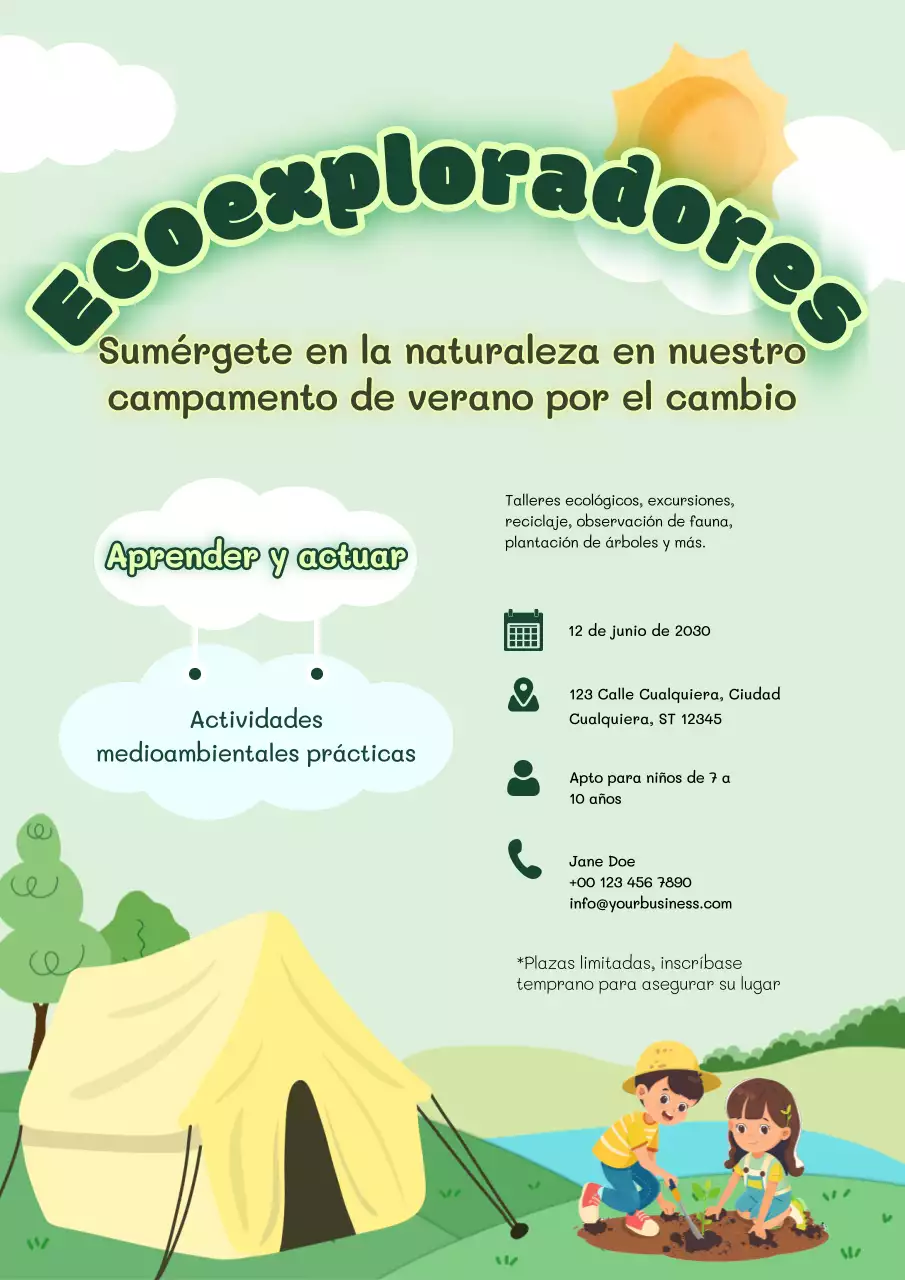 Anuncio del campamento de verano Green Simple