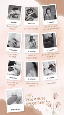 Beige Simple Pregnancy Polaroid Photo Collage