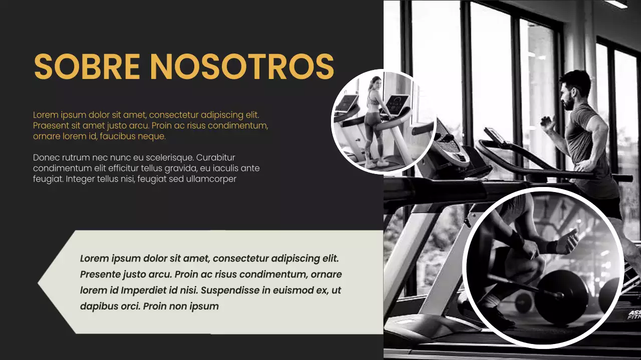 Yellow Black minimal bold Presentación de la empresa Fitness and Gym