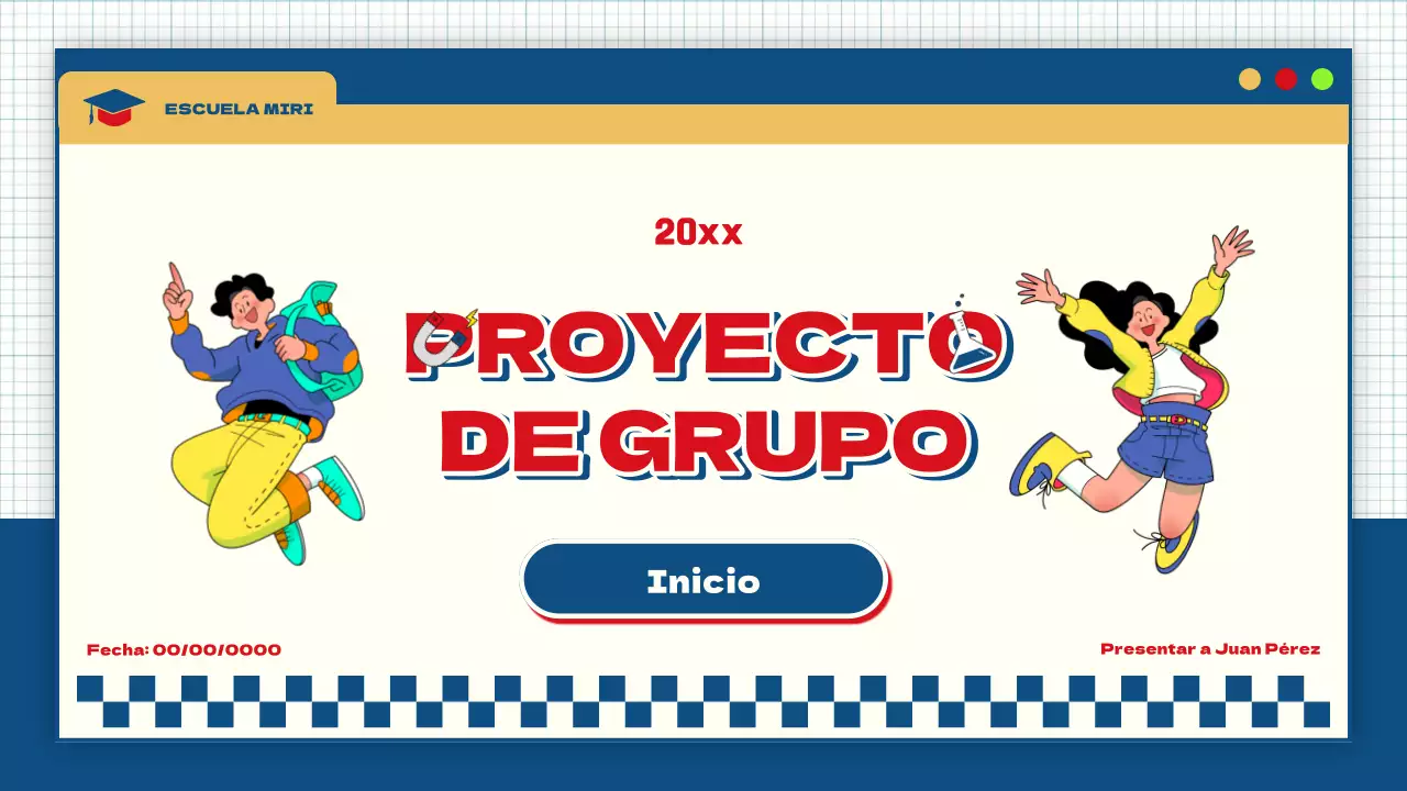 azul amarillo moderno llamativo proyecto de grupo material de clase