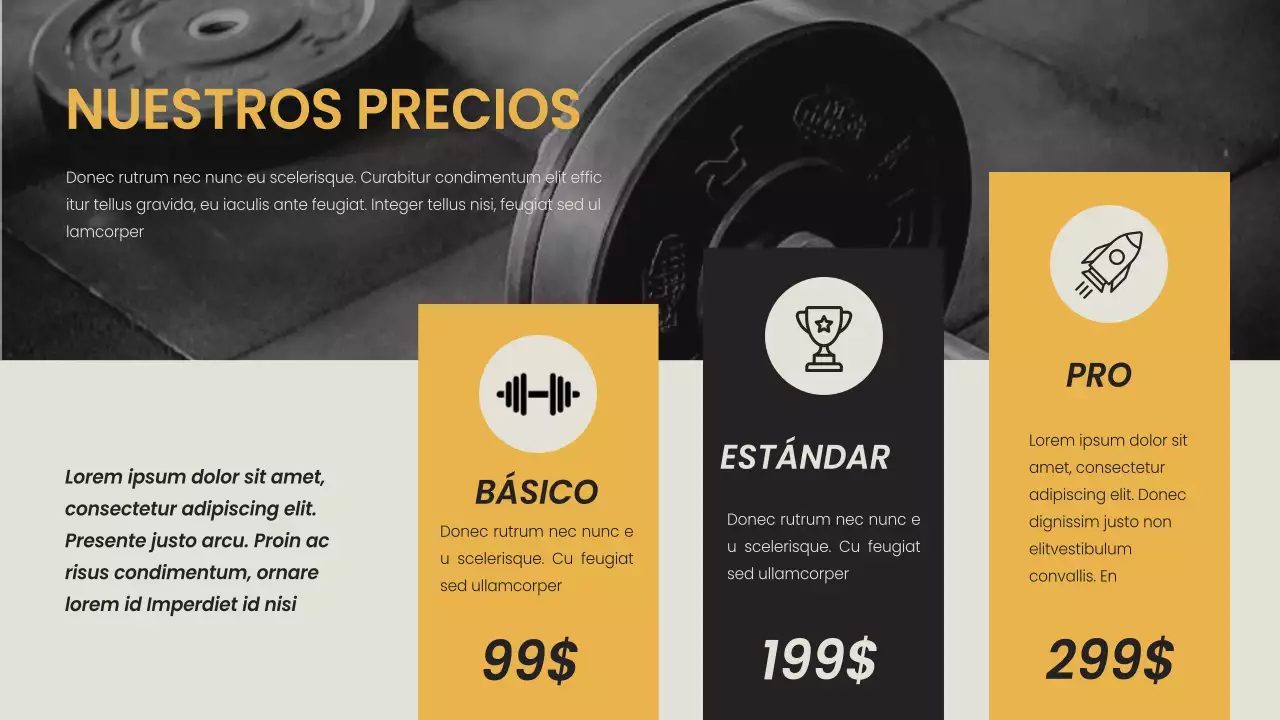 Yellow Black minimal bold Presentación de la empresa Fitness and Gym