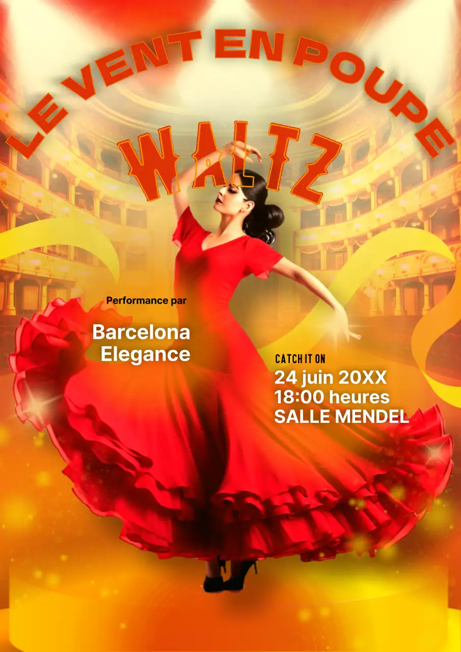 Publicité pour la valse classique rouge-orange